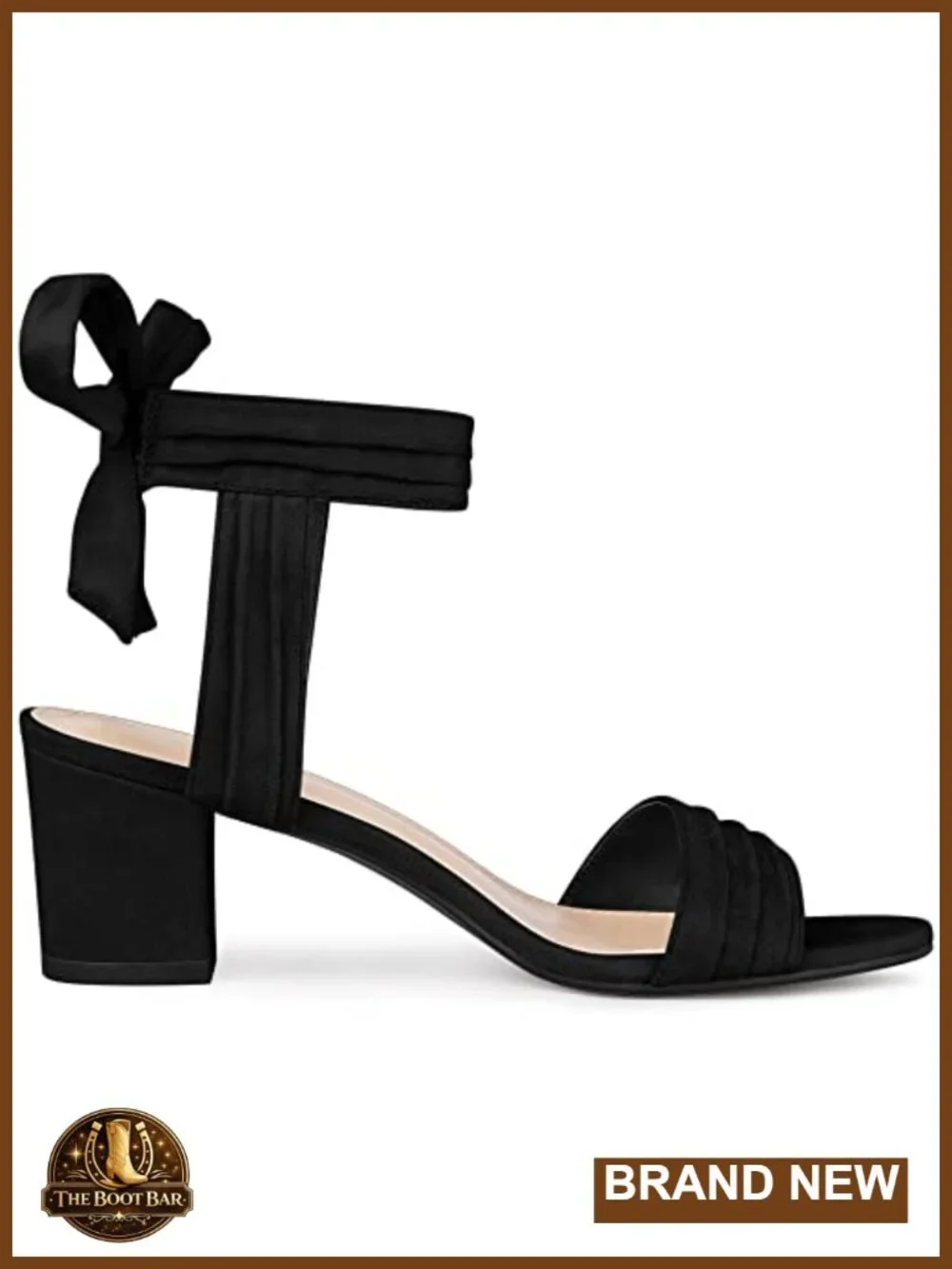 Pleated Open Toe Lace Up Chunky Heels Sandals Women's Faux Suede